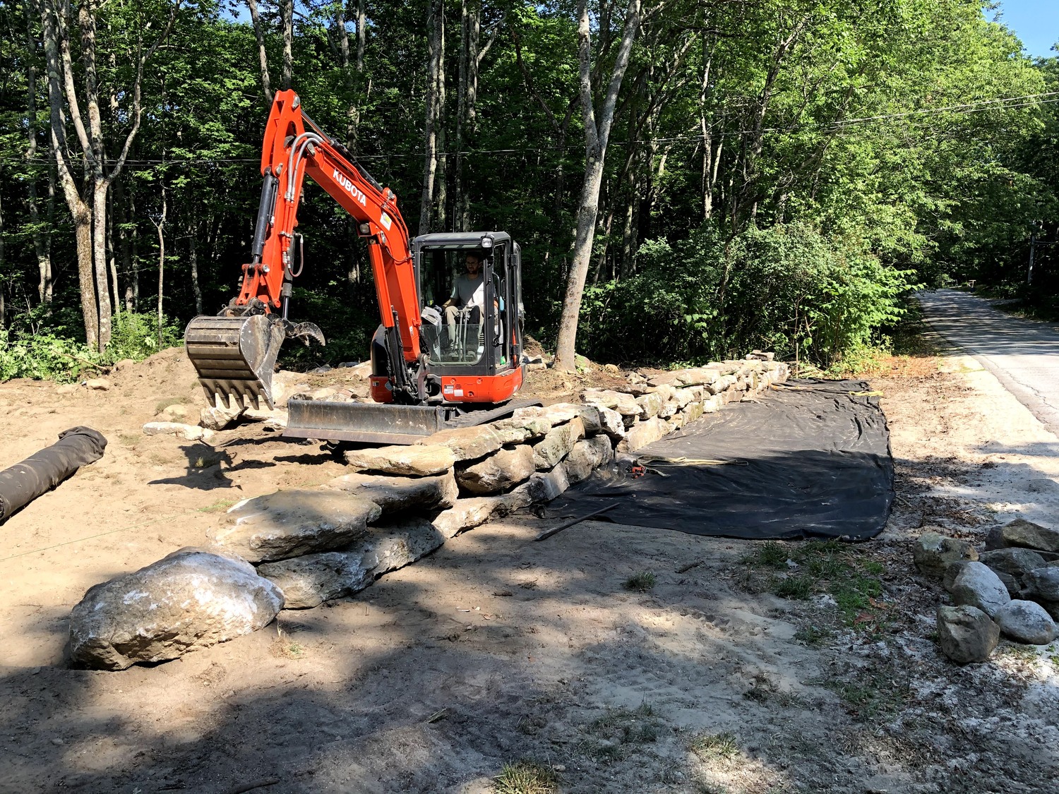 Gray Maine Retaining Wall & Lawn Install
